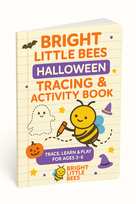 Bright Little Bees: Halloween Tracing & Activity Book – Fun Printable Learning for Kids Ages 3–6 | Letter & Number Tracing, Mazes, and Halloween Coloring Pages