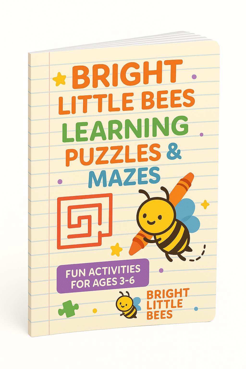 Bright Little Bees: Learning Puzzles & Mazes Activity Book (Ages 3-6)