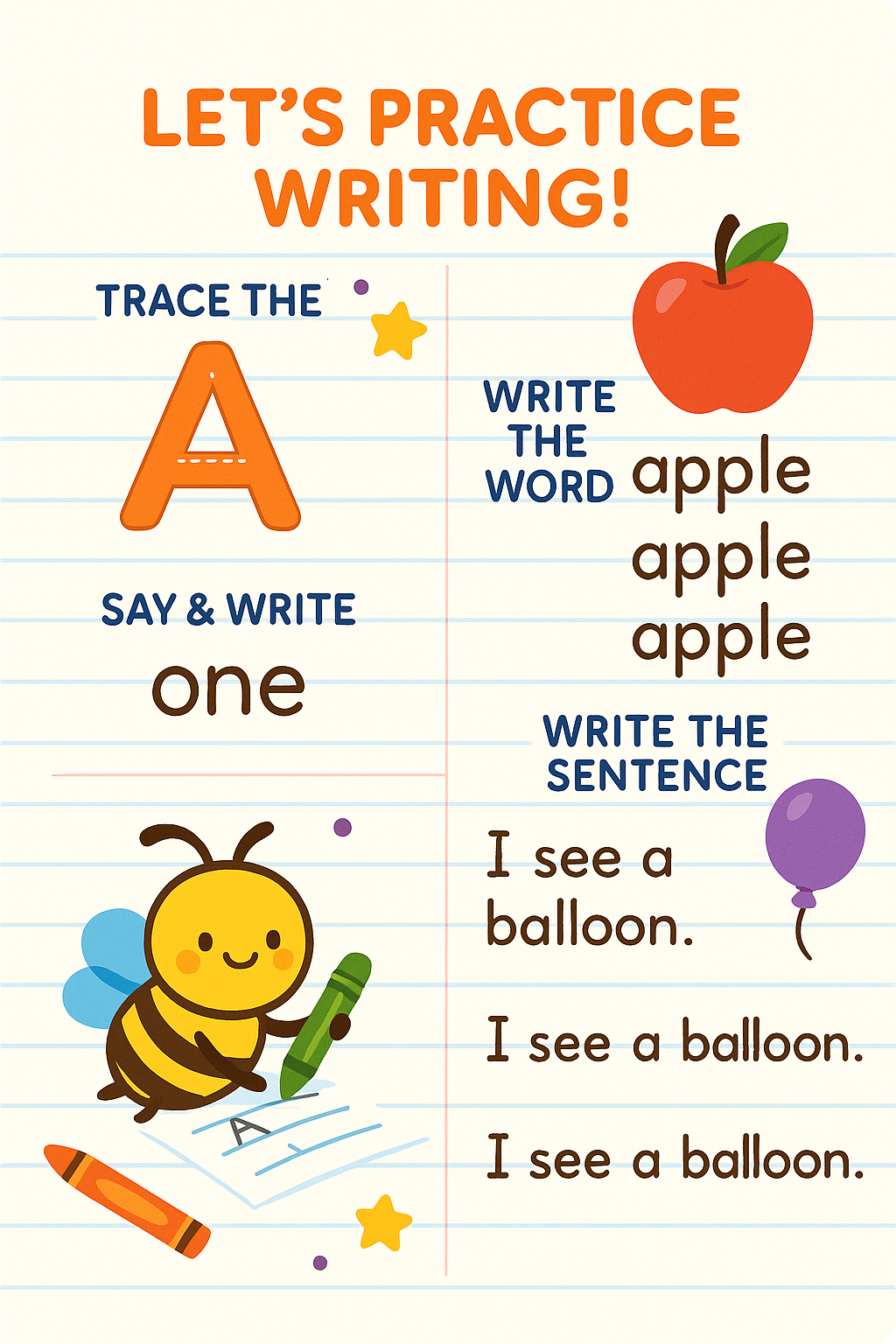 Bright Little Bees: Writing Practice Workbook (Ages 3–6)